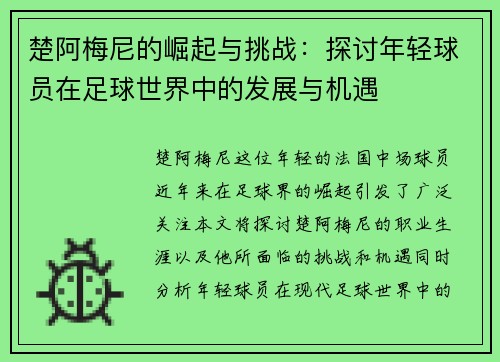 楚阿梅尼的崛起与挑战：探讨年轻球员在足球世界中的发展与机遇